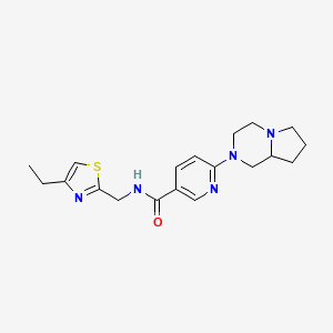 molecular formula C19H25N5OS B4041648 N-[(4-ethyl-1,3-thiazol-2-yl)methyl]-6-(hexahydropyrrolo[1,2-a]pyrazin-2(1H)-yl)nicotinamide 