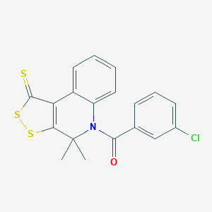 molecular formula C19H14ClNOS3 B404172 5-(3-chlorobenzoyl)-4,4-dimethyl-4,5-dihydro-1H-[1,2]dithiolo[3,4-c]quinoline-1-thione CAS No. 331760-91-9