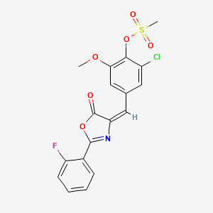 molecular formula C18H13ClFNO6S B4041724 2-氯-4-{[2-(2-氟苯基)-5-氧代-1,3-恶唑-4(5H)-亚甲基]甲基}-6-甲氧基苯甲磺酸酯 