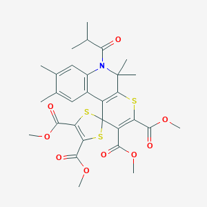 Tetramethyl 6'-isobutyryl-5',5',8',9'-tetramethyl-5',6'-dihydrospiro[1,3-dithiole-2,1'-thiopyrano[2,3-c]quinoline]-2',3',4,5-tetracarboxylate