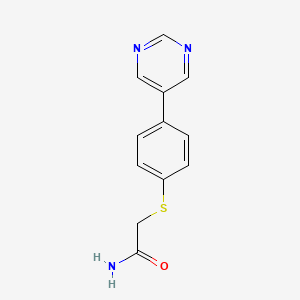 molecular formula C12H11N3OS B4041757 2-[(4-pyrimidin-5-ylphenyl)thio]acetamide 