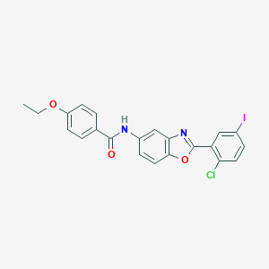 molecular formula C22H16ClIN2O3 B404178 N-[2-(2-Chloro-5-iodo-phenyl)-benzooxazol-5-yl]-4-ethoxy-benzamide 