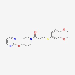 3-(2,3-Dihydro-1,4-benzodioxin-6-ylsulfanyl)-1-(4-pyrimidin-2-yloxypiperidin-1-yl)propan-1-one