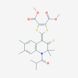 molecular formula C24H27NO5S3 B404211 Dimethyl 2-[2,2,6,7-tetramethyl-1-(2-methylpropanoyl)-3-sulfanylidenequinolin-4-ylidene]-1,3-dithiole-4,5-dicarboxylate CAS No. 306272-79-7