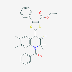 ethyl (2Z)-5-phenyl-2-[2,2,6,7-tetramethyl-1-(phenylcarbonyl)-3-thioxo-2,3-dihydroquinolin-4(1H)-ylidene]-1,3-dithiole-4-carboxylate