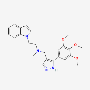 molecular formula C25H30N4O3 B4042151 N-methyl-2-(2-methylindol-1-yl)-N-[[5-(3,4,5-trimethoxyphenyl)-1H-pyrazol-4-yl]methyl]ethanamine 