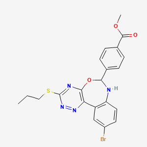 molecular formula C21H19BrN4O3S B4042220 Methyl 4-[10-bromo-3-(propylsulfanyl)-6,7-dihydro[1,2,4]triazino[5,6-D][3,1]benzoxazepin-6-YL]benzoate 