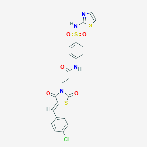 molecular formula C22H17ClN4O5S3 B404223 3-[5-(4-chlorobenzylidene)-2,4-dioxo-1,3-thiazolidin-3-yl]-N-{4-[(1,3-thiazol-2-ylamino)sulfonyl]phenyl}propanamide 