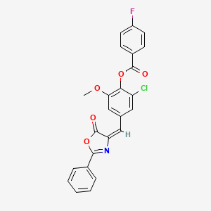 [2-chloro-6-methoxy-4-[(E)-(5-oxo-2-phenyl-1,3-oxazol-4-ylidene)methyl]phenyl] 4-fluorobenzoate