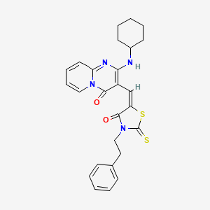 molecular formula C26H26N4O2S2 B4042439 2-(环己基氨基)-3-{[4-氧代-3-(2-苯乙基)-2-硫代-1,3-噻唑烷-5-亚甲基]-甲基}-4H-吡啶并[1,2-a]嘧啶-4-酮 