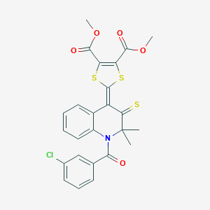 molecular formula C25H20ClNO5S3 B404245 Dimethyl 2-[1-(3-chlorobenzoyl)-2,2-dimethyl-3-sulfanylidenequinolin-4-ylidene]-1,3-dithiole-4,5-dicarboxylate CAS No. 328072-49-7