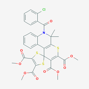 molecular formula C31H26ClNO9S3 B404248 Tetramethyl 6'-[(2-chlorophenyl)carbonyl]-5',5'-dimethyl-5',6'-dihydrospiro[1,3-dithiole-2,1'-thiopyrano[2,3-c]quinoline]-2',3',4,5-tetracarboxylate 