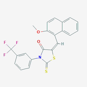 (5E)-5-[(2-methoxynaphthalen-1-yl)methylidene]-2-sulfanylidene-3-[3-(trifluoromethyl)phenyl]-1,3-thiazolidin-4-one