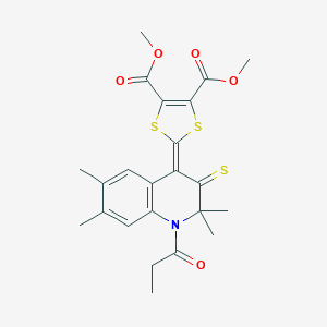 molecular formula C23H25NO5S3 B404259 Dimethyl 2-(2,2,6,7-tetramethyl-1-propanoyl-3-sulfanylidenequinolin-4-ylidene)-1,3-dithiole-4,5-dicarboxylate CAS No. 328070-70-8