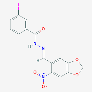 molecular formula C15H10IN3O5 B404269 N'-({6-nitro-1,3-benzodioxol-5-yl}methylene)-3-iodobenzohydrazide 