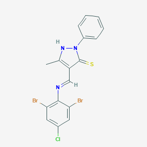 molecular formula C17H12Br2ClN3S B404277 4-[(2,6-dibromo-4-chloroanilino)methylene]-5-methyl-2-phenyl-2,4-dihydro-3H-pyrazole-3-thione CAS No. 217787-96-7