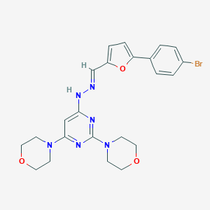 molecular formula C23H25BrN6O3 B404278 5-(4-Bromophenyl)-2-furaldehyde [2,6-di(4-morpholinyl)-4-pyrimidinyl]hydrazone 