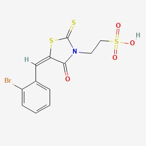 molecular formula C12H10BrNO4S3 B4042869 2-[(5E)-5-[(2-bromophenyl)methylidene]-4-oxo-2-sulfanylidene-1,3-thiazolidin-3-yl]ethanesulfonic acid 