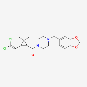 molecular formula C20H24Cl2N2O3 B4042994 [4-(1,3-Benzodioxol-5-ylmethyl)piperazin-1-yl][3-(2,2-dichloroethenyl)-2,2-dimethylcyclopropyl]methanone 