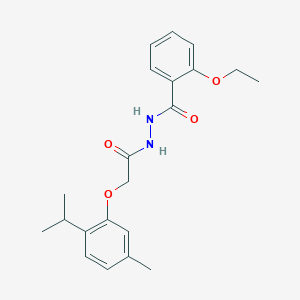 molecular formula C21H26N2O4 B404304 2-ethoxy-N'-[(2-isopropyl-5-methylphenoxy)acetyl]benzohydrazide 