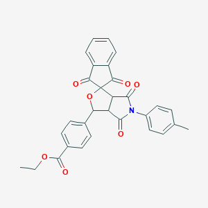 molecular formula C30H23NO7 B404318 ethyl 4-[5-(4-methylphenyl)-1',3',4,6-tetraoxospiro[3a,6a-dihydro-1H-furo[3,4-c]pyrrole-3,2'-indene]-1-yl]benzoate CAS No. 303037-09-4