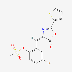 molecular formula C15H10BrNO5S2 B4043238 4-溴-2-{[5-氧代-2-(2-噻吩基)-1,3-恶唑-4(5H)-亚甲基]甲基}苯甲磺酸酯 