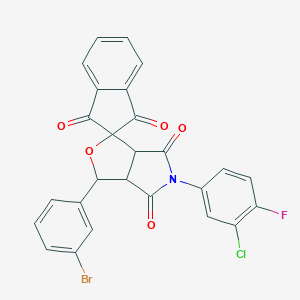 3-(3-bromophenyl)-5-(3-chloro-4-fluorophenyl)-3a,6a-dihydrospiro[furo[3,4-c]pyrrole-1,2'-indene]-1',3',4,6(3H,5H)-tetrone