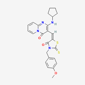 molecular formula C25H24N4O3S2 B4043334 2-(环戊基氨基)-3-{[3-(4-甲氧基苄基)-4-氧代-2-硫代-1,3-噻唑烷-5-亚甲基]-甲基}-4H-吡啶并[1,2-a]嘧啶-4-酮 