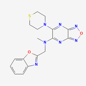 molecular formula C17H17N7O2S B4043444 N-(1,3-benzoxazol-2-ylmethyl)-N-methyl-6-thiomorpholin-4-yl-[1,2,5]oxadiazolo[3,4-b]pyrazin-5-amine 