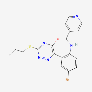 molecular formula C18H16BrN5OS B4043452 10-BROMO-3-(PROPYLSULFANYL)-6-(4-PYRIDYL)-6,7-DIHYDRO[1,2,4]TRIAZINO[5,6-D][3,1]BENZOXAZEPINE 