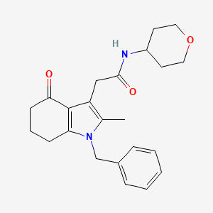 2-(1-benzyl-2-methyl-4-oxo-4,5,6,7-tetrahydro-1H-indol-3-yl)-N-(tetrahydro-2H-pyran-4-yl)acetamide