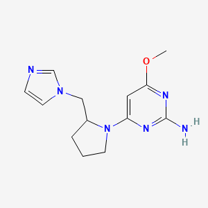 molecular formula C13H18N6O B4043592 4-[2-(1H-咪唑-1-基甲基)-1-吡咯烷基]-6-甲氧基-2-嘧啶胺 