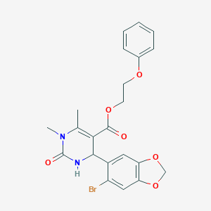 molecular formula C22H21BrN2O6 B404361 2-Phenoxyethyl 4-(6-bromo-1,3-benzodioxol-5-yl)-1,6-dimethyl-2-oxo-1,2,3,4-tetrahydro-5-pyrimidinecarboxylate 