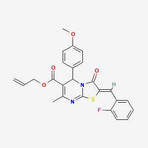 molecular formula C25H21FN2O4S B4043616 烯丙基 2-(2-氟苄叉基)-5-(4-甲氧基苯基)-7-甲基-3-氧代-2,3-二氢-5H-[1,3]噻唑并[3,2-a]嘧啶-6-羧酸酯 