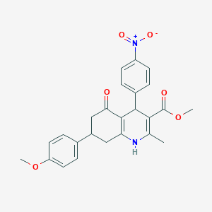 molecular formula C25H24N2O6 B404364 Methyl 4-{4-nitrophenyl}-7-(4-methoxyphenyl)-2-methyl-5-oxo-1,4,5,6,7,8-hexahydro-3-quinolinecarboxylate 
