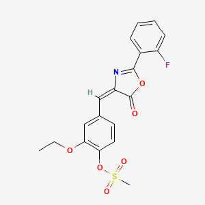 molecular formula C19H16FNO6S B4043652 [2-ethoxy-4-[(E)-[2-(2-fluorophenyl)-5-oxo-1,3-oxazol-4-ylidene]methyl]phenyl] methanesulfonate 