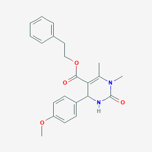 molecular formula C22H24N2O4 B404369 2-Phenylethyl 4-(4-methoxyphenyl)-1,6-dimethyl-2-oxo-1,2,3,4-tetrahydropyrimidine-5-carboxylate 