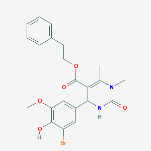 2-Phenylethyl 4-(3-bromo-4-hydroxy-5-methoxyphenyl)-1,6-dimethyl-2-oxo-1,2,3,4-tetrahydropyrimidine-5-carboxylate