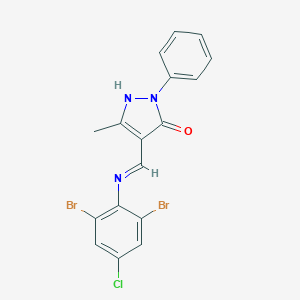 molecular formula C17H12Br2ClN3O B404379 4-[(2,6-dibromo-4-chloroanilino)methylene]-5-methyl-2-phenyl-2,4-dihydro-3H-pyrazol-3-one 