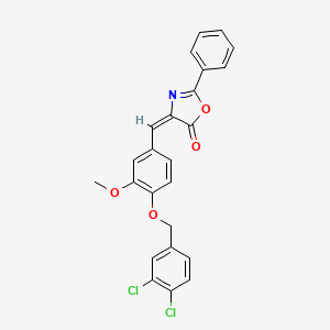 molecular formula C24H17Cl2NO4 B4043894 (4E)-4-[[4-[(3,4-dichlorophenyl)methoxy]-3-methoxyphenyl]methylidene]-2-phenyl-1,3-oxazol-5-one 