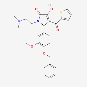 molecular formula C27H28N2O5S B4043926 1-[2-(dimethylamino)ethyl]-4-hydroxy-2-(3-methoxy-4-phenylmethoxyphenyl)-3-(thiophene-2-carbonyl)-2H-pyrrol-5-one 