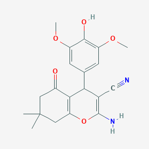 molecular formula C20H22N2O5 B404402 2-amino-4-(4-hydroxy-3,5-dimethoxyphenyl)-7,7-dimethyl-5-oxo-5,6,7,8-tetrahydro-4H-chromene-3-carbonitrile 