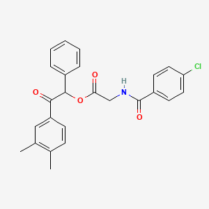 molecular formula C25H22ClNO4 B4044048 2-(3,4-dimethylphenyl)-2-oxo-1-phenylethyl N-(4-chlorobenzoyl)glycinate 