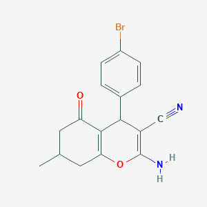 molecular formula C17H15BrN2O2 B404423 2-amino-4-(4-bromophenyl)-7-methyl-5-oxo-5,6,7,8-tetrahydro-4H-chromene-3-carbonitrile 