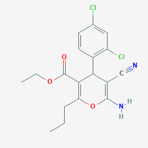 ethyl 6-amino-5-cyano-4-(2,4-dichlorophenyl)-2-propyl-4H-pyran-3-carboxylate