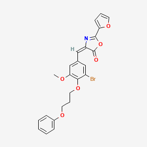 molecular formula C24H20BrNO6 B4044249 4-[3-溴-5-甲氧基-4-(3-苯氧基丙氧基)苄叉]-2-(2-呋喃基)-1,3-恶唑-5(4H)-酮 