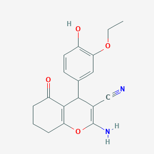 molecular formula C18H18N2O4 B404428 2-amino-4-(3-ethoxy-4-hydroxyphenyl)-5-oxo-5,6,7,8-tetrahydro-4H-chromene-3-carbonitrile CAS No. 299440-04-3