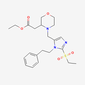 molecular formula C22H31N3O5S B4044308 乙基(4-{[2-(乙磺酰基)-1-(2-苯乙基)-1H-咪唑-5-基]甲基}-3-吗啉基)乙酸酯 