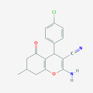 molecular formula C17H15ClN2O2 B404432 2-Amino-4-(4-chlorophenyl)-7-methyl-5-oxo-4,6,7,8-tetrahydrochromene-3-carbonitrile CAS No. 5280-75-1