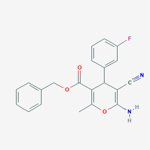 molecular formula C21H17FN2O3 B404435 benzyl 6-amino-5-cyano-4-(3-fluorophenyl)-2-methyl-4H-pyran-3-carboxylate CAS No. 305869-75-4